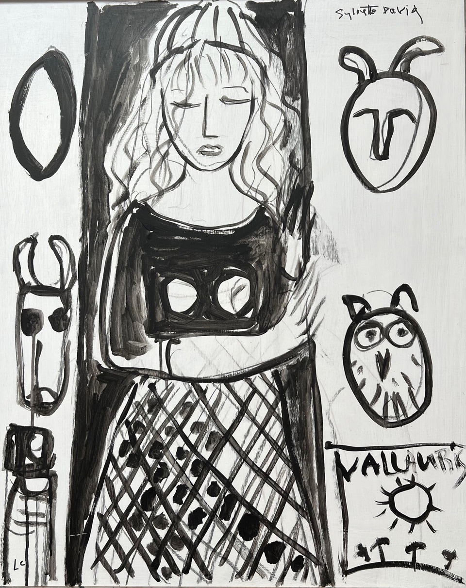 Sylvette With African Mask in Vallauris